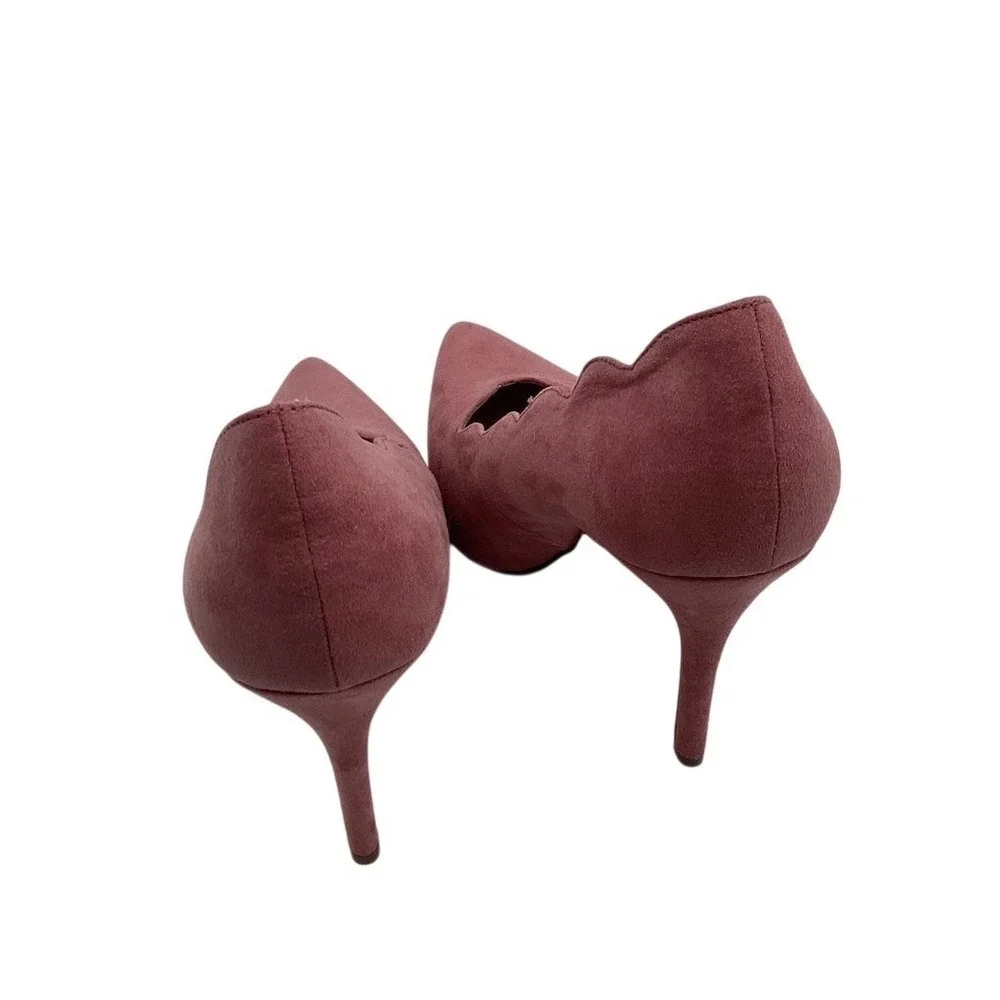 JustFab Womens Pumps‎ Mauve Pink Pointed Toe Stiletto Slip On Scalloped  Size 10